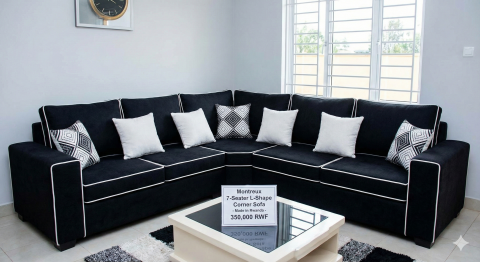 Montreux 7-Seater L-Shape Corner Sofa, Black/White